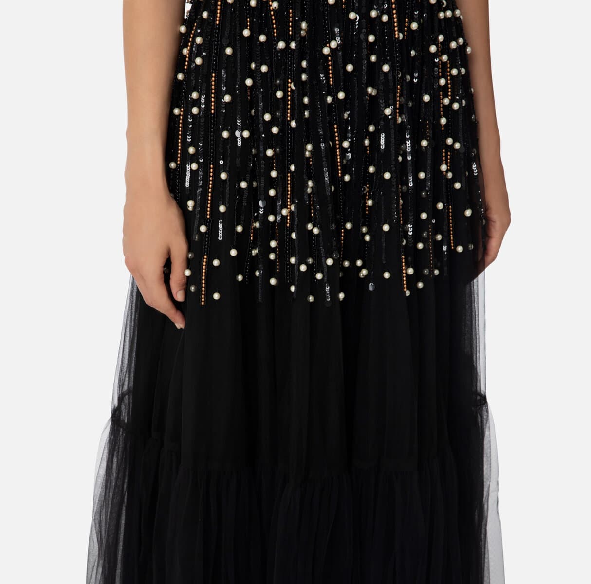 Red Carpet dress with sequins and pearls - Image 3